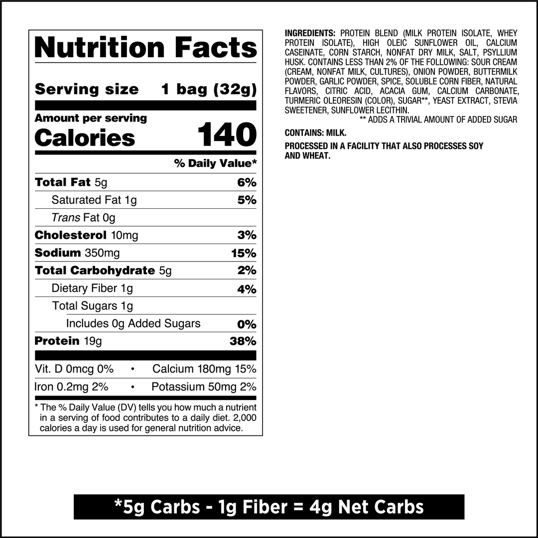 Sour Cream & Onion Original Style Protein Chips Nutrition Facts