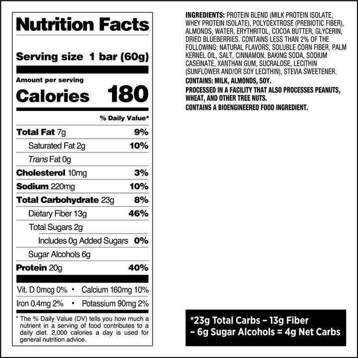 Blueberry Muffin Protein Bars Nutritional Facts