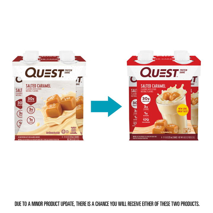 Salted Caramel Protein Shakes old and new packaging