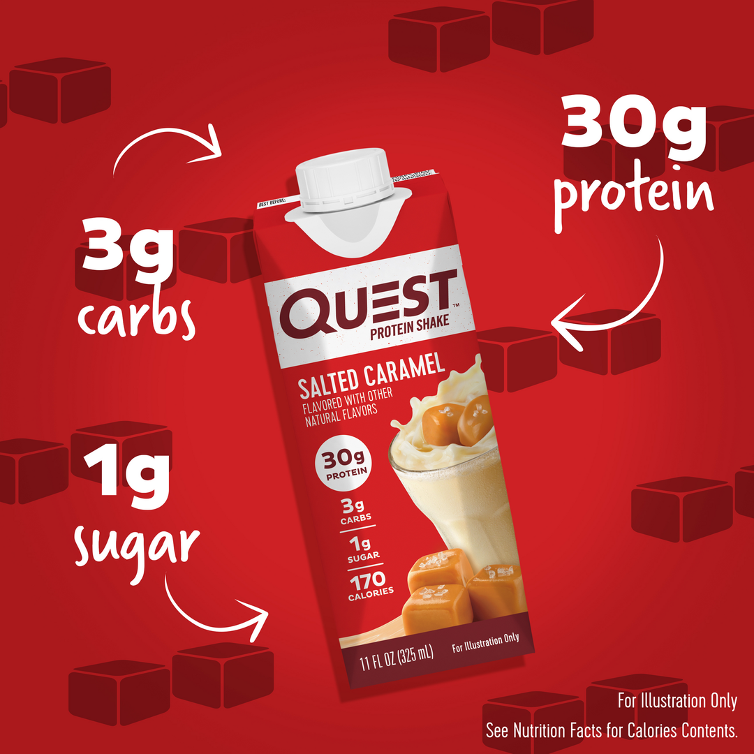 Salted Caramel Protein Shakes - 3g carbs. 2g sugar. 30g protein.