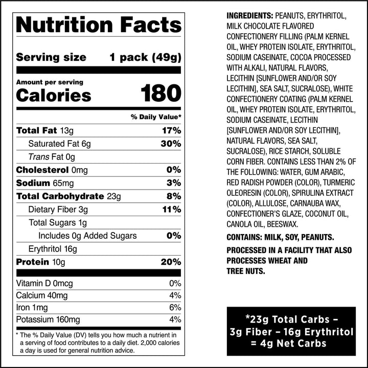 Chocolatey Coated Peanut Candies - Nutrition Facts Panel