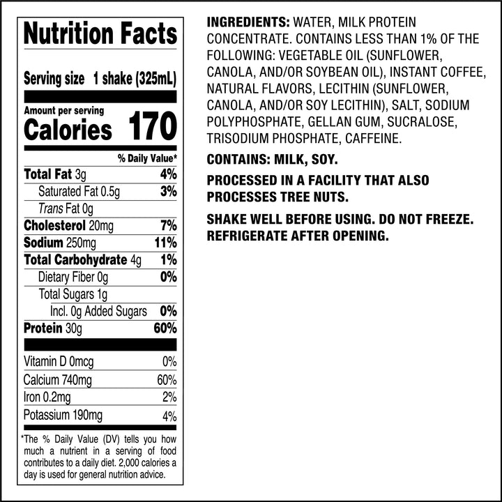 Coffee Protein Shake Nutrition Facts