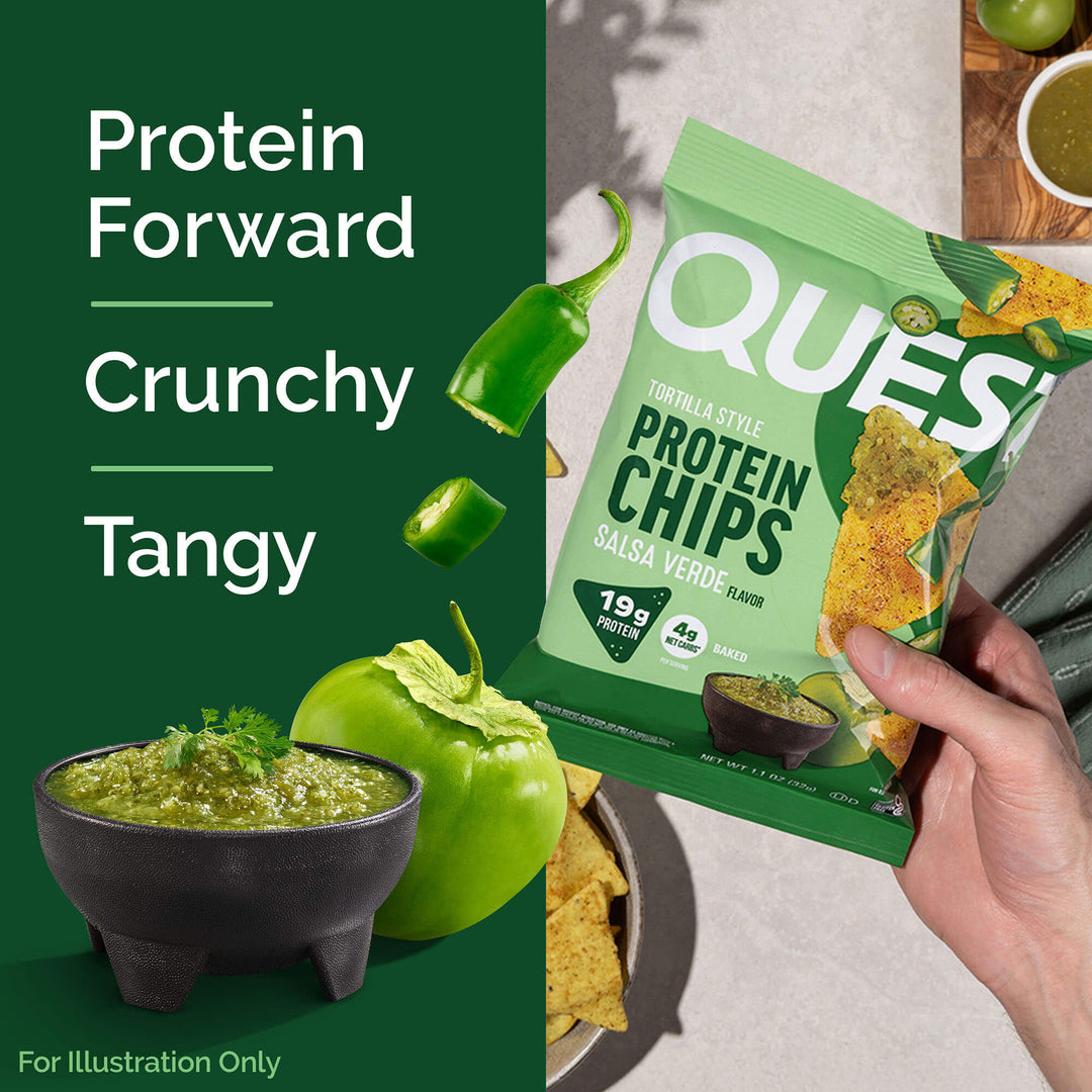 Salsa Verde Tortilla Style Protein Chips; Protein forward; Crunchy & Tangy