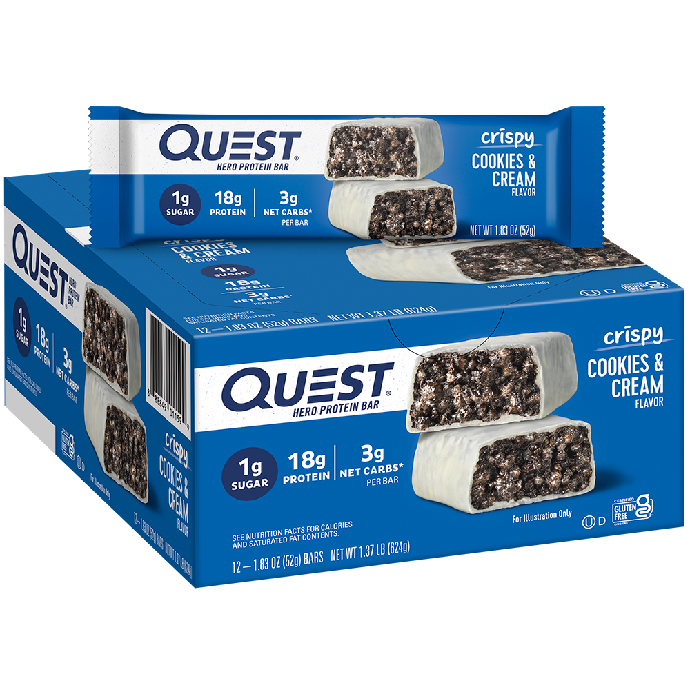 Cookies & Cream Crispy Hero Protein Bars – Quest Nutrition