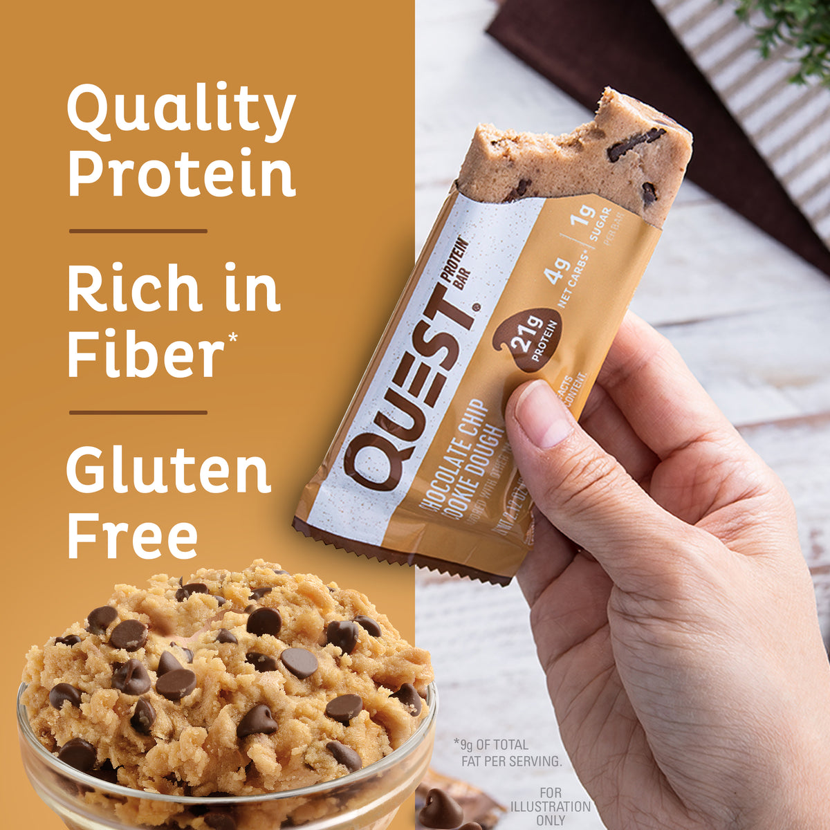 Chocolate Chip Cookie Dough Protein Bars – Quest Nutrition