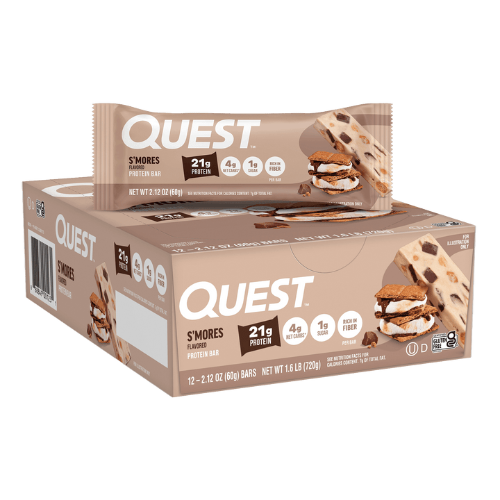 Box of Quest S'mores protein bars 