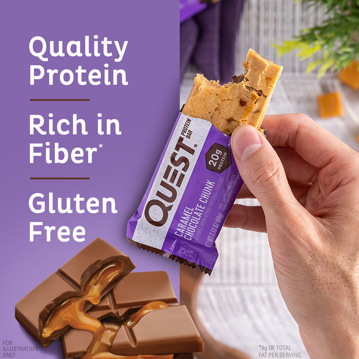 Caramel Chocolate Chunk Protein Bars; Quality Protein, Rich in Fiber*, Gluten Free