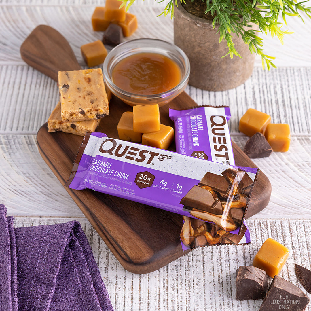 Caramel Chocolate Chunk Protein Bars lifestyle image