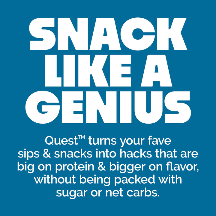 Chocolate Chip Protein Cookies; SNACK LIKE A GENIUS
Quest™ turns your fave sips & snacks into hacks that are big on protein & bigger on flavor, without being packed with sugar or net carbs.