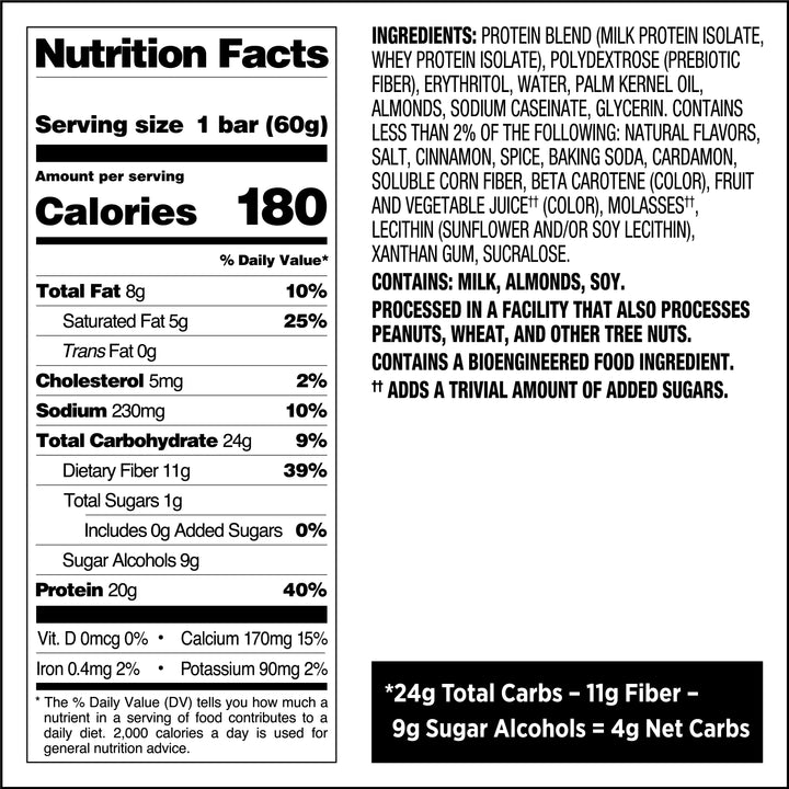 Pumpkin Pie Protein Bars Nutrition Facts and Ingredients