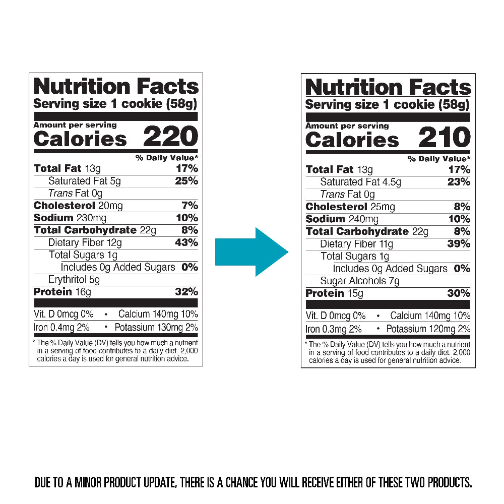 Peanut Butter Chocolate Chip Protein Cookies  - Nutrition Facts before and after