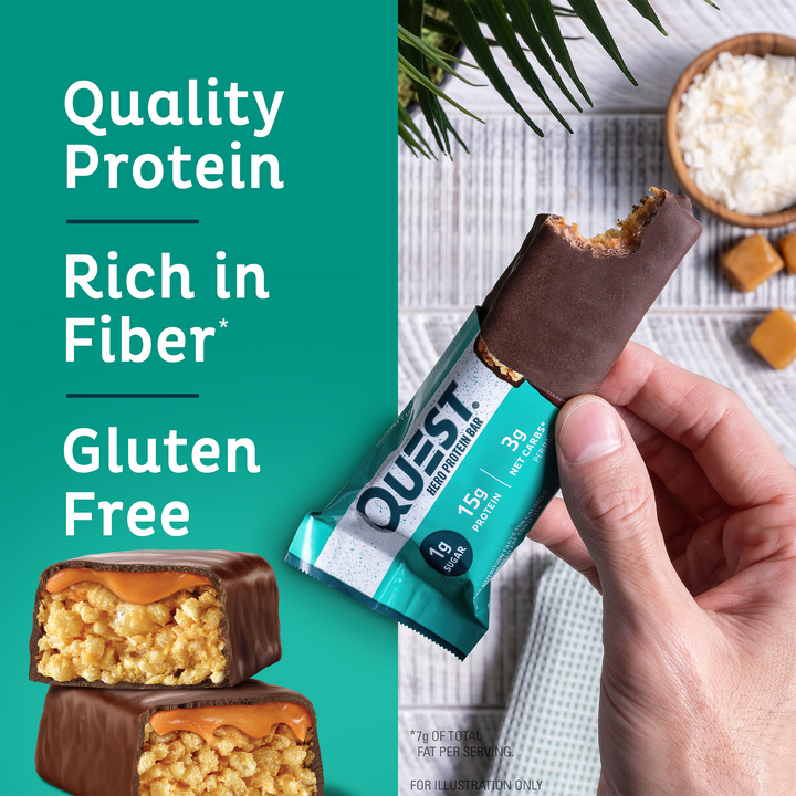 Chocolate Coconut Hero Protein Bars; Quality Protein, Rich in Fiber*, Gluten Free