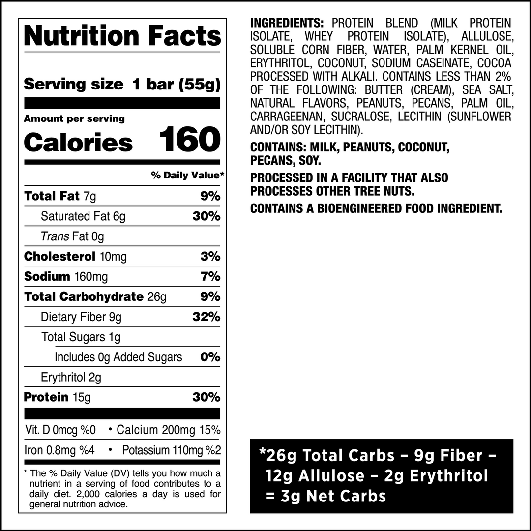 Chocolate Coconut Hero Protein Bars Nutrition Facts