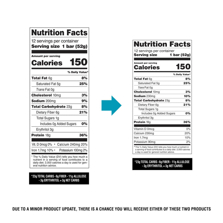 Cookies & Cream Crispy Hero Protein Bars Nutrition Facts Panel