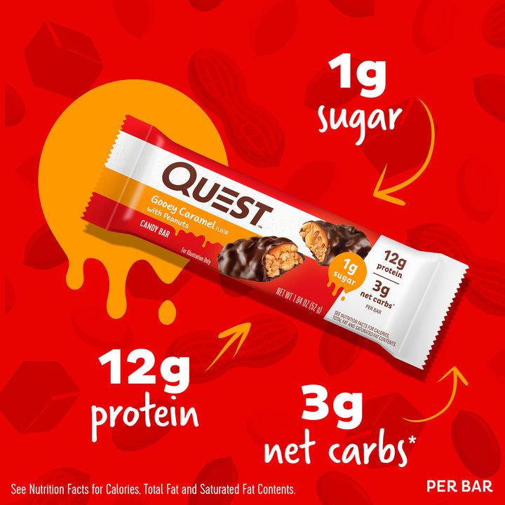 Gooey Caramel Candy Bar 1g sugar, 12g protein, 3g net carbs*