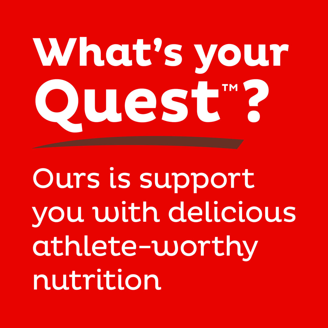 Gooey Caramel Candy Bar; What's your Quest? Ours is support you with delicious athlete-worthy nutrition