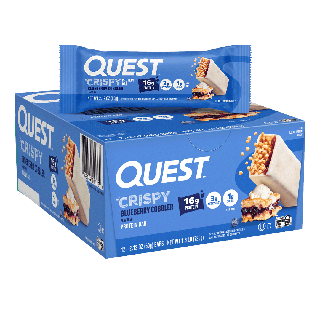 Quest Crispy Blueberry Cobbler protein bar packaging
