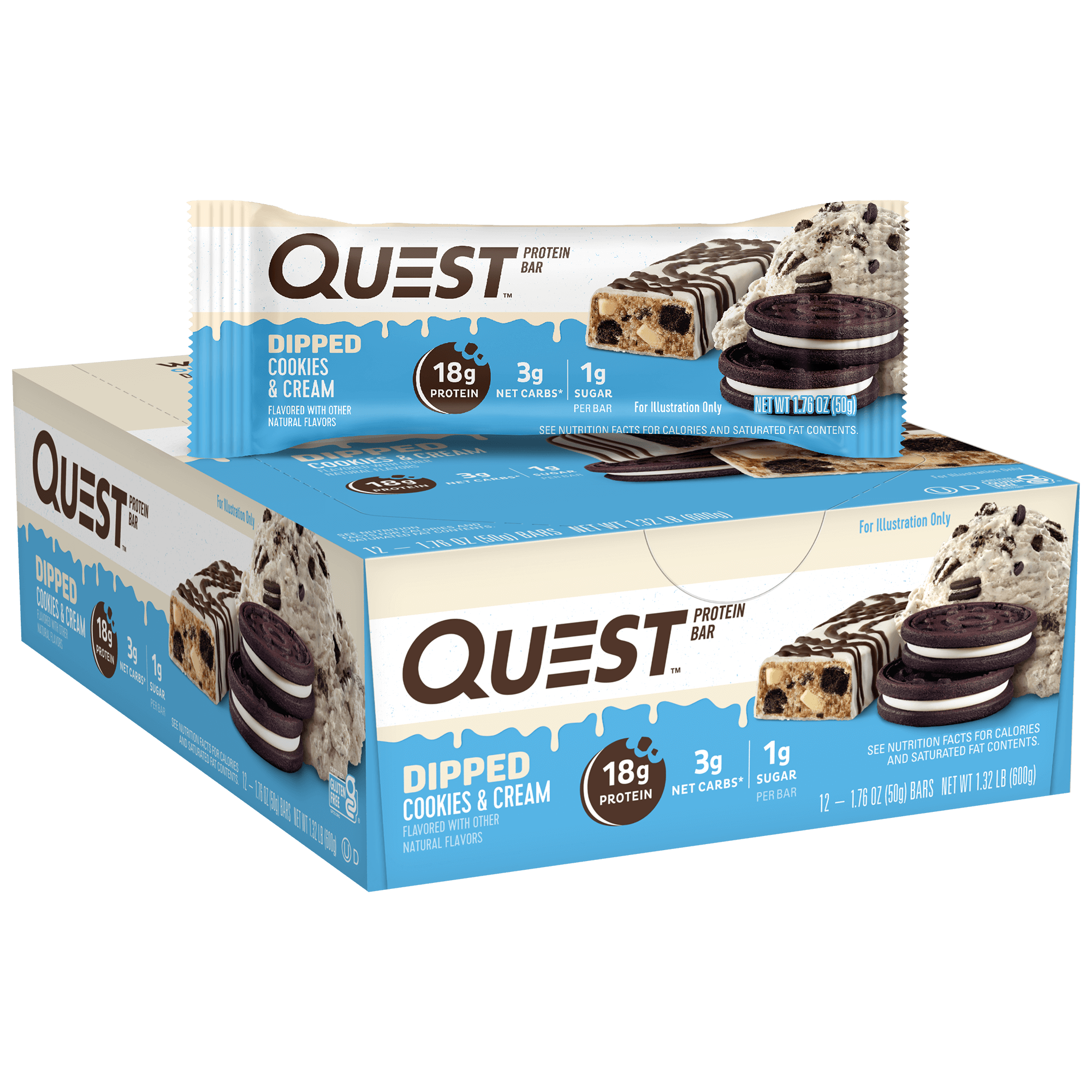 Dipped Cookies & Cream Protein Bars