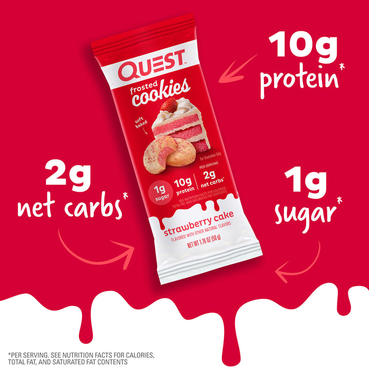 Strawberry Cake Frosted Cookies Twin Pack.  10g protein, 2g net carbs, 1g sugar