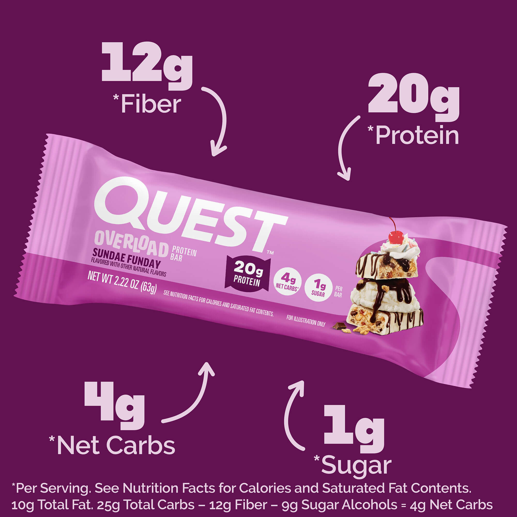 Sundae Funday Overload Protein Bar | High Protein, Ice Cream