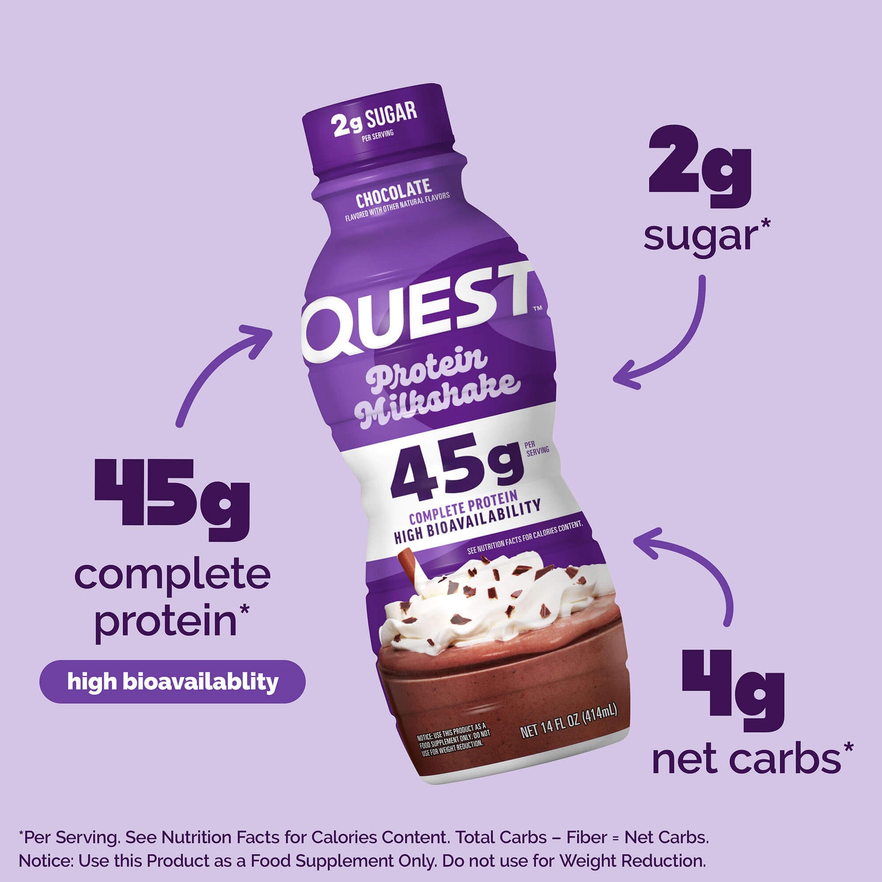Quest Milkshake Chocolate 45g Protein Milkshake | Ultra-Filtered, High Protein RTD ...