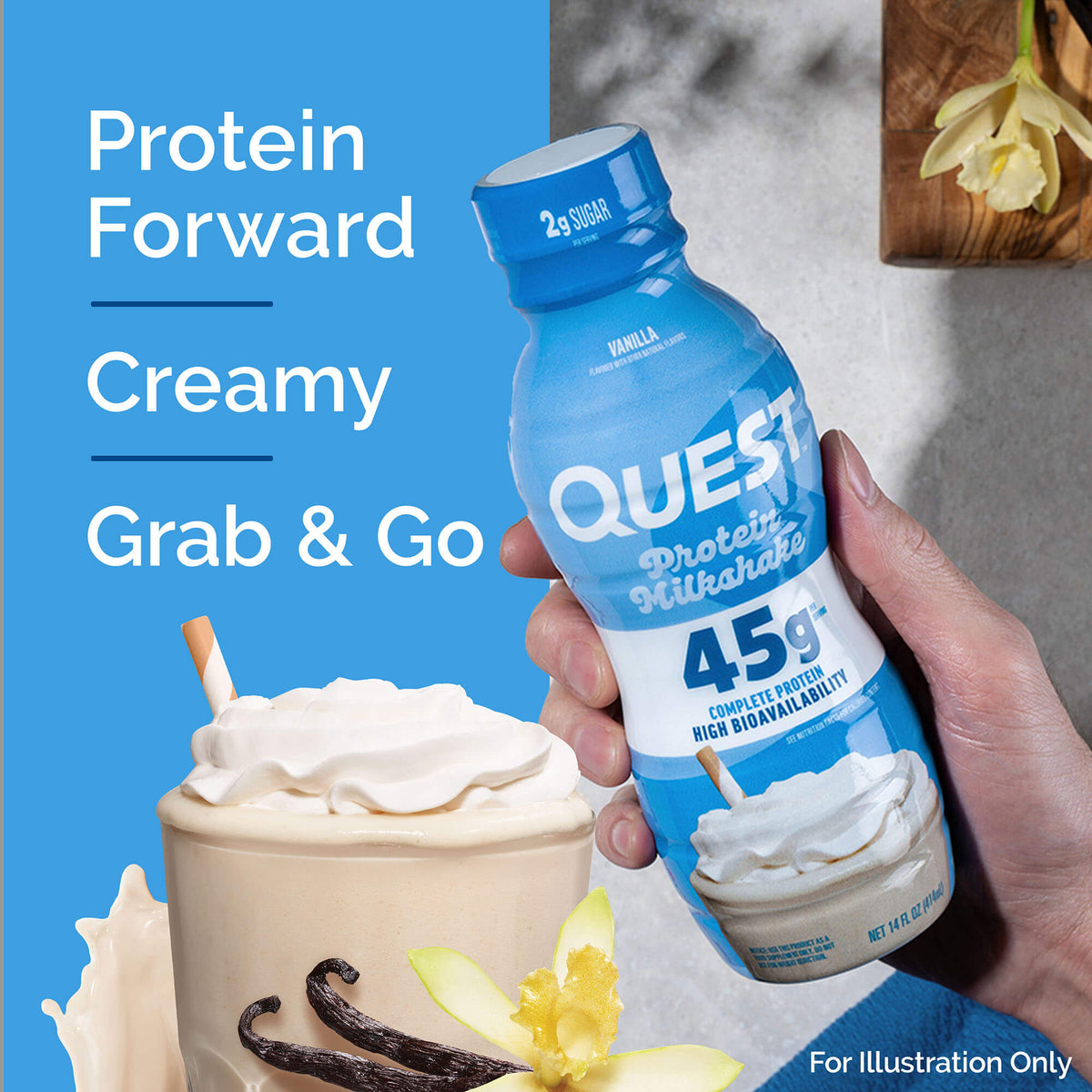 Quest Milkshake Vanilla 45g Protein Milkshake | Ultra-Filtered, High Protein RTD ...