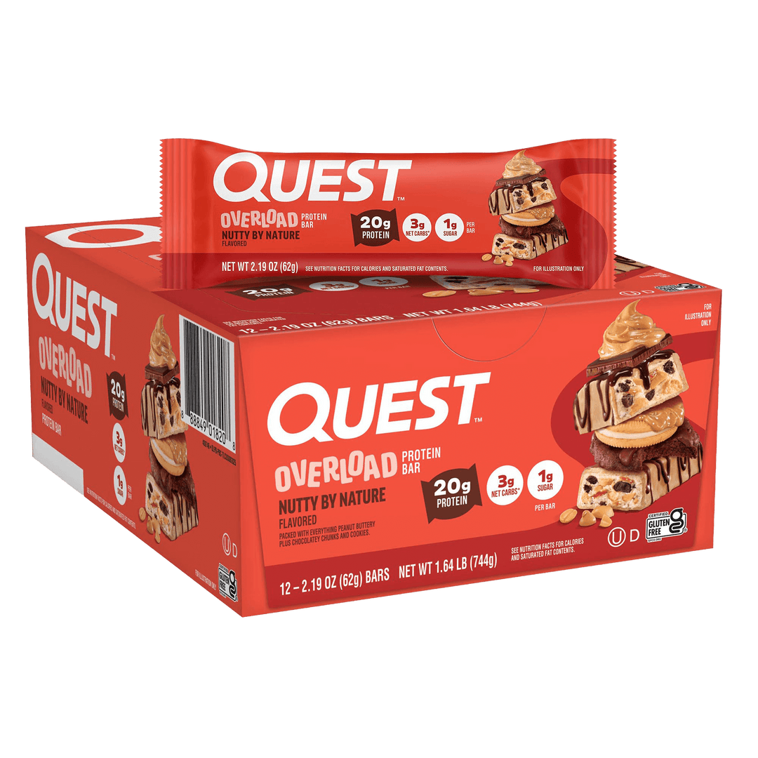 Quest Overload protein bar packaging 