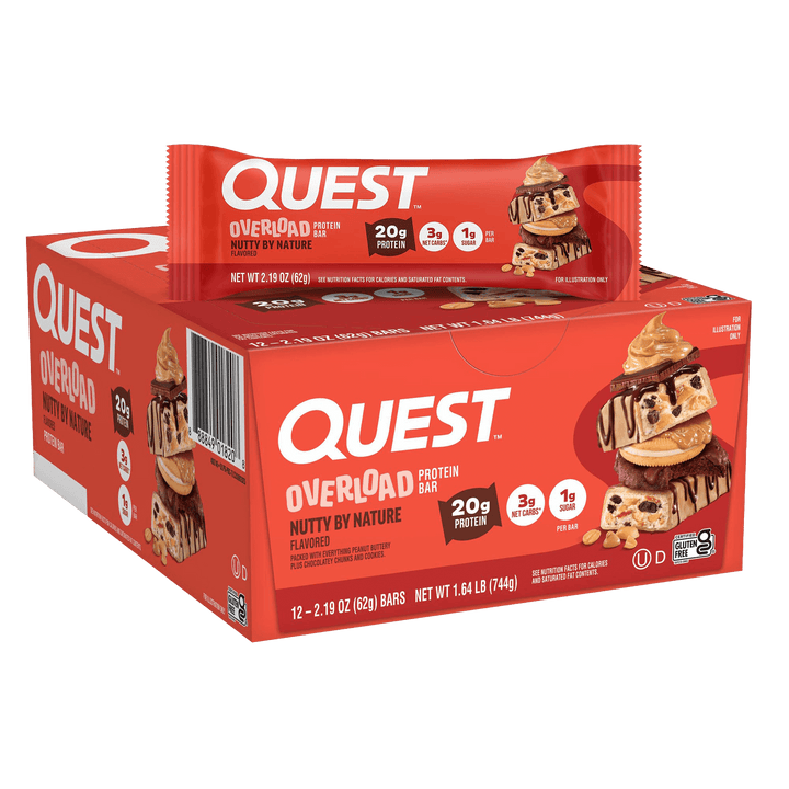 Quest Overload protein bar packaging 
