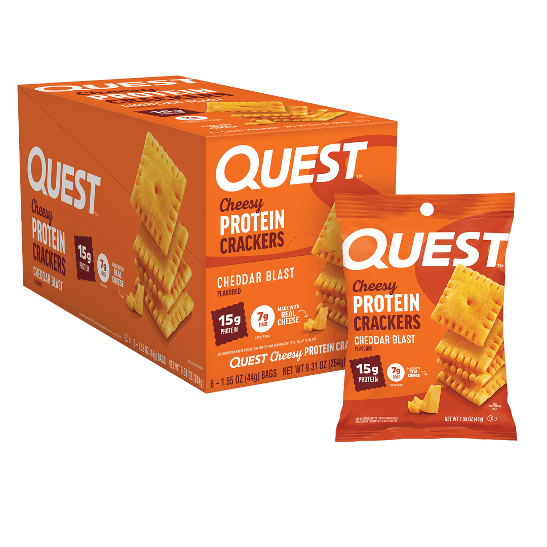 Quest Cheesy Protein Crackers packaging