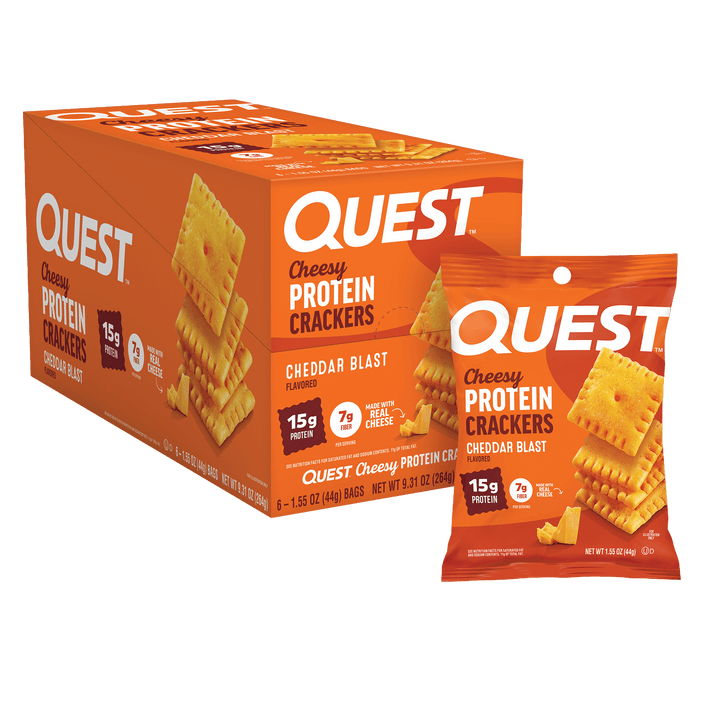 Quest Cheesy Protein Crackers packaging