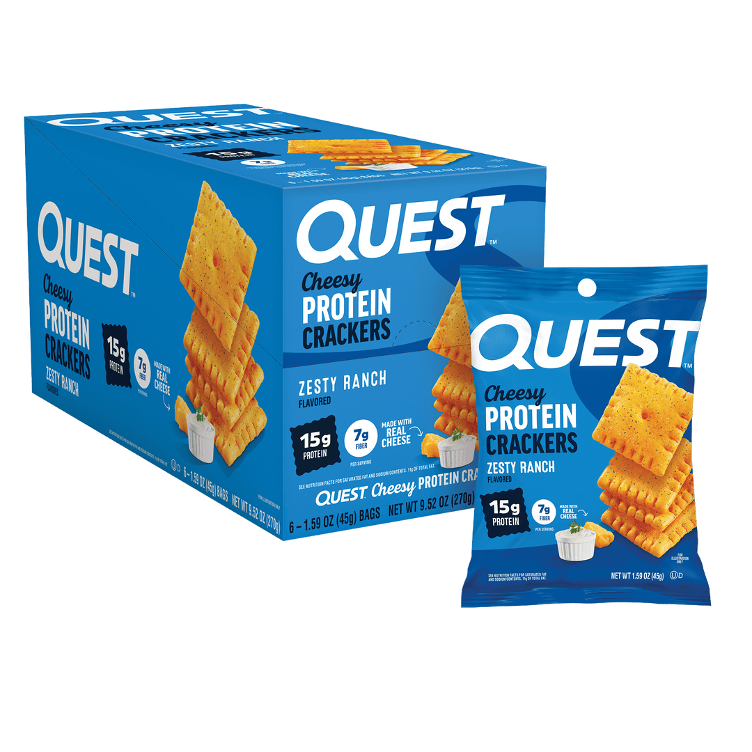 Quest Cheesy Protein Crackers packaging 
