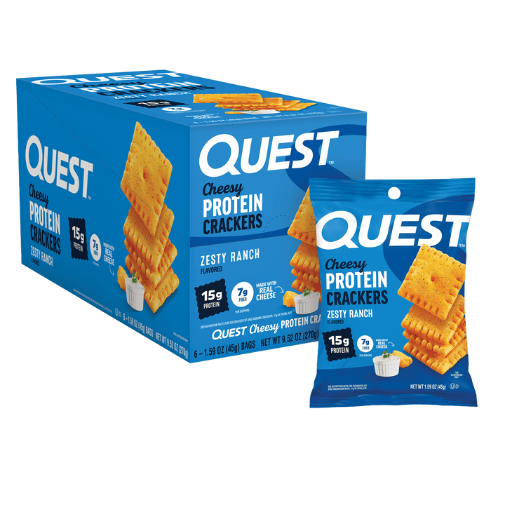 Quest Cheesy Protein Crackers packaging 