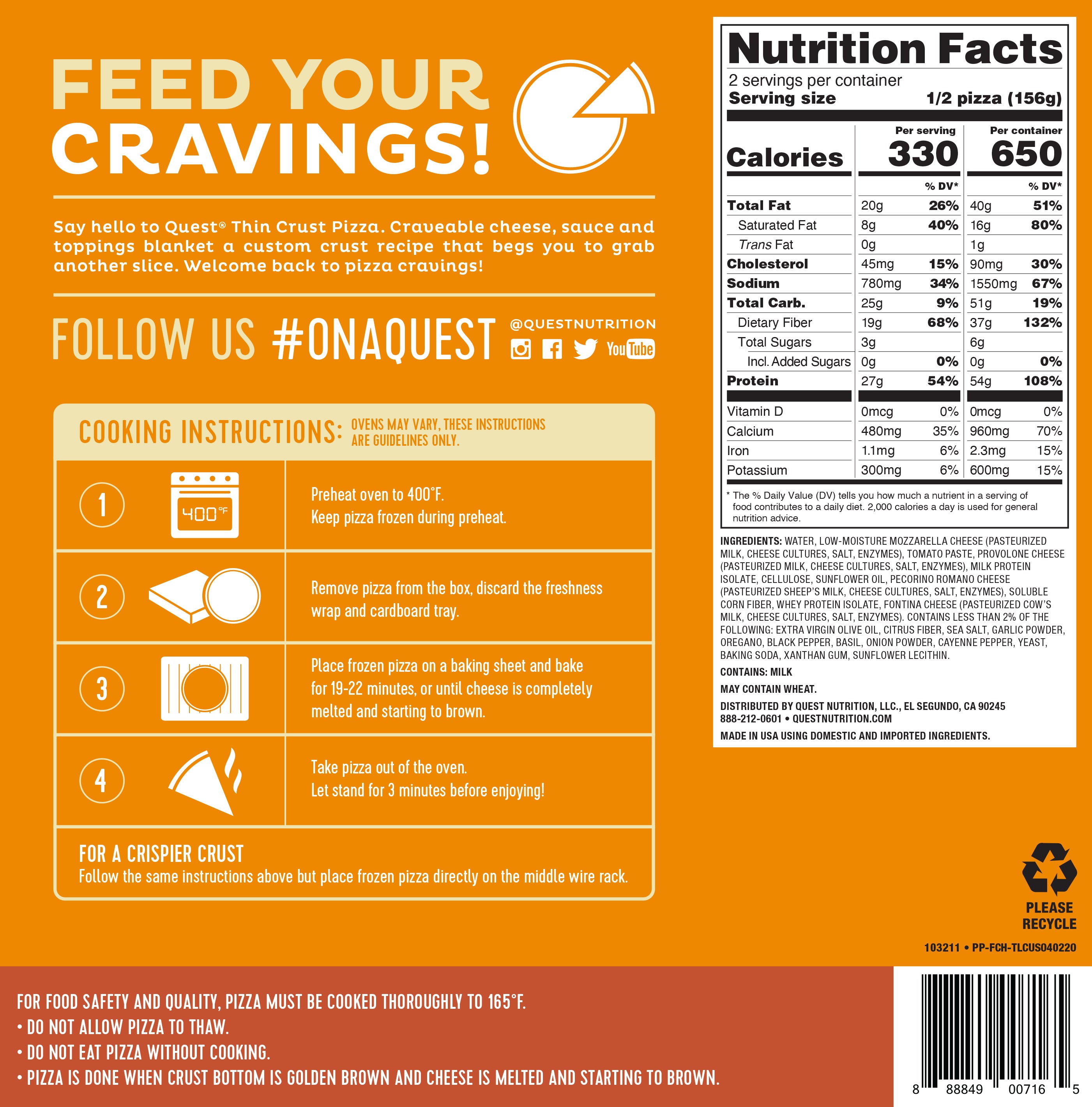 4-Cheese Pizza | Low Carb, High Protein Crust – Quest Nutrition