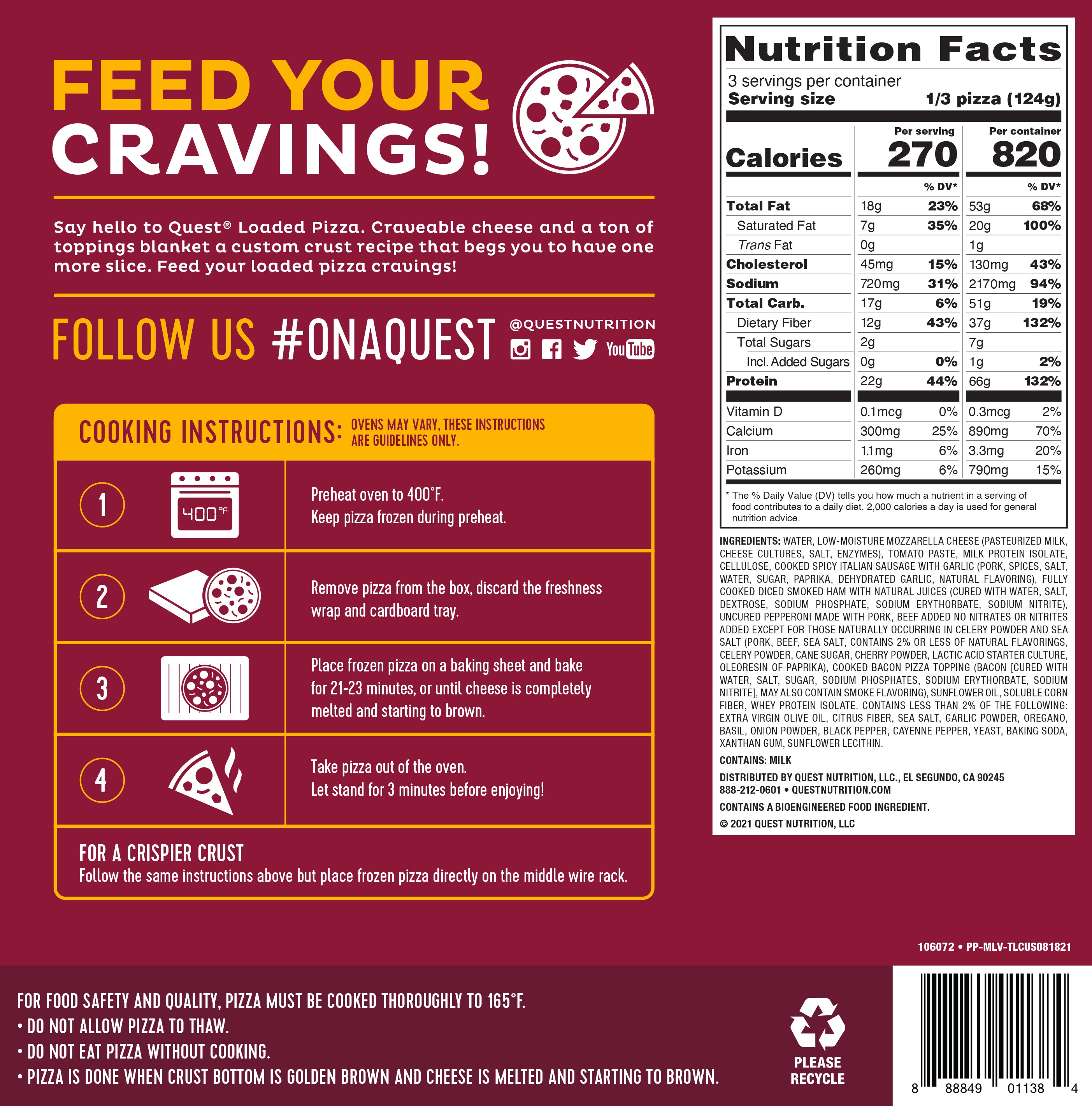 Meat Lovers Pizza | Low Carb, High Protein Crust – Quest Nutrition