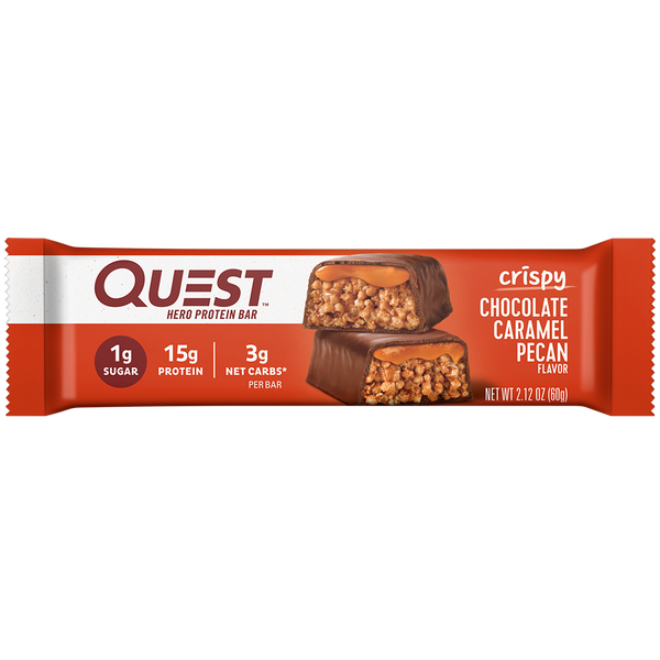 Chocolate Caramel Pecan Crispy Hero Protein Bars Quest Nutrition