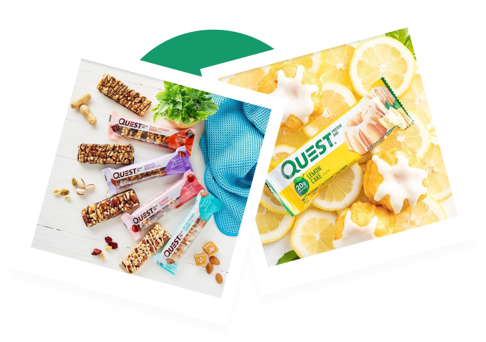 A variety of Quest snack bars and foods